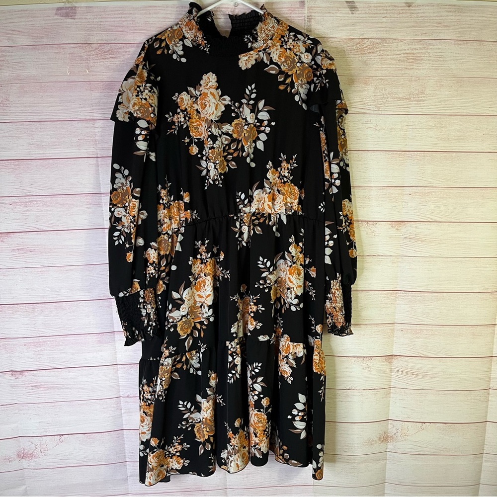 SHEIN Curve Floral‎ Print Mock Neck Dress Size 4XL